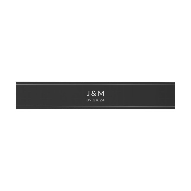 Bandeau De Faire-part Mariage simple classique noir et blanc (Plat)