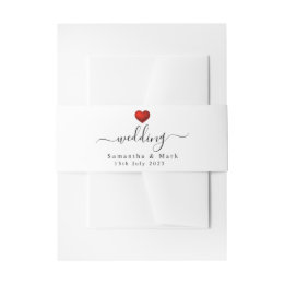 Bandeau De Faire-part Mariage simple moderne Red Heart