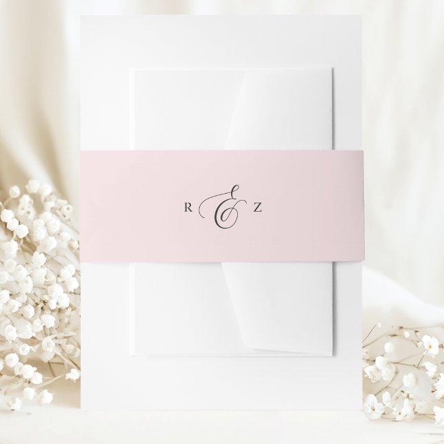 Bandeau De Faire-part Mariage simple Monogramme rose pâle (Créateur téléchargé)