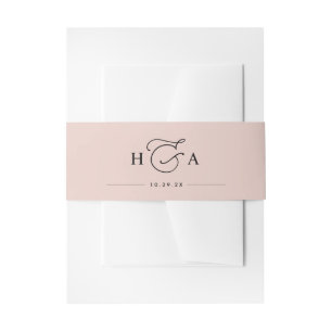 Bandeau De Faire-part Mariage simple Monogramme rose Rose poussiéreux