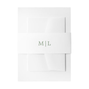 Bandeau De Faire-part Mariage Simple Monogramme Vert et Blanc