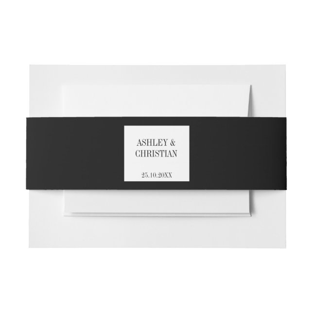 Bandeau De Faire-part Mariage simple noir et blanc (Devant Example)