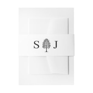 Bandeau De Faire-part Mariage sous l'arbre Aspen Noir et Blanc