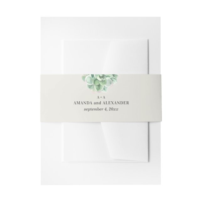 Bandeau De Faire-part Mariage succulent aquarelle. Cactus floral (Devant example)