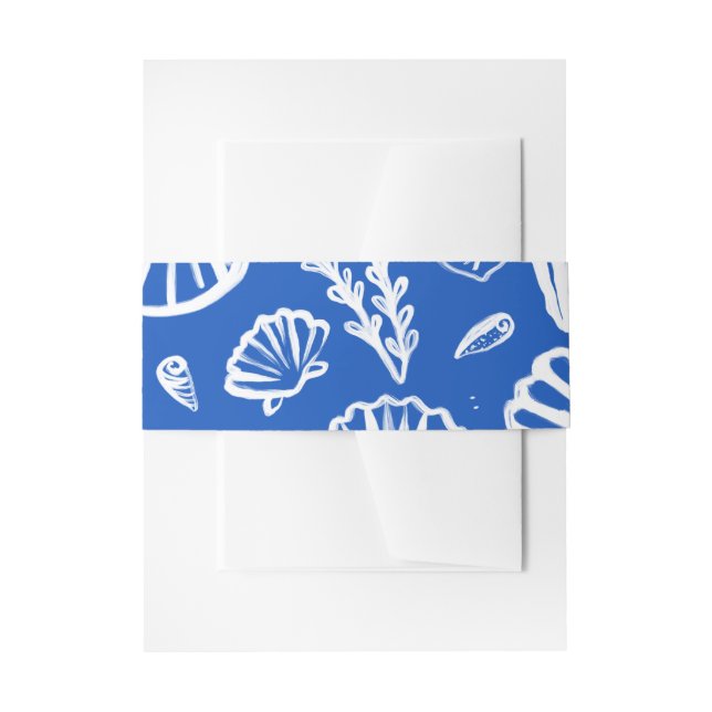 Bandeau De Faire-part Mariage sur la plage coquillages bleu blanc SUR ME (Devant example)