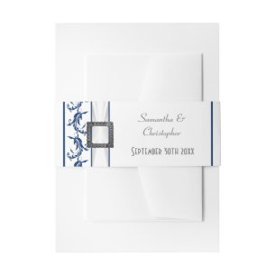 Bandeau De Faire-part Mariage traditionnel bleu marine clair et blanc
