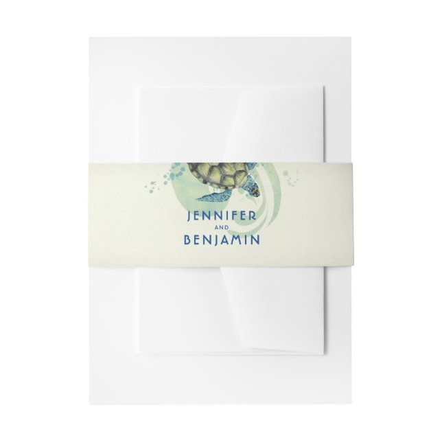 Bandeau De Faire-part Mariage turquoise et Blue Sea Turtle Beach (Devant example)