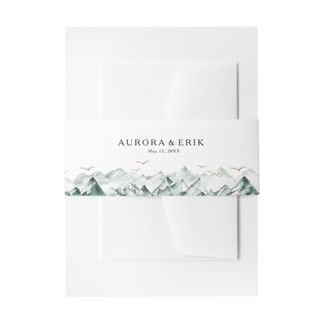 Bandeau De Faire-part Mariage vert et Gold Mountain (Devant example)