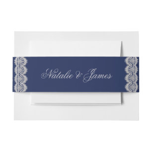 Bandeau De Faire-part Mariage Vintage Bleu Nuit Broderie Ancienne Fortun