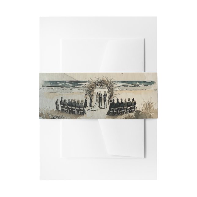Bandeau De Faire-part Mariage Watercolor Beach (Devant example)