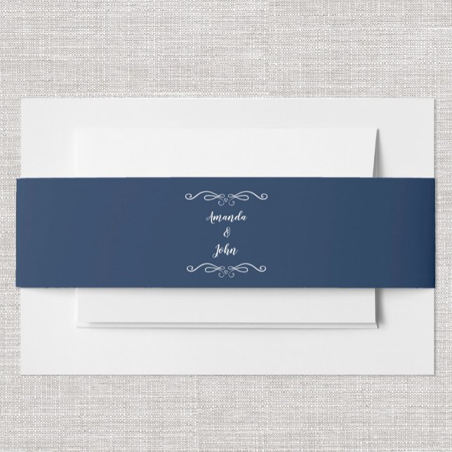 Bandeau De Faire-part Mariages élégants Calligraphie classique Marine bl (Créateur téléchargé)