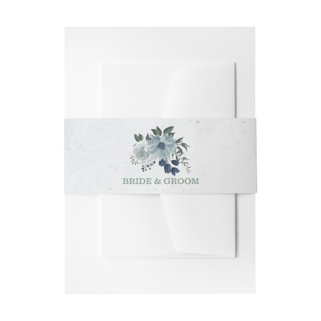 Bandeau De Faire-part marine blanche romantique & mariage de fleurs bleu (Devant example)