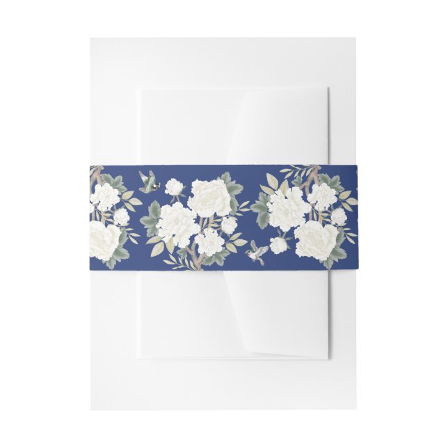 Bandeau De Faire-part Marine Bleu Blanc Chinoiserie Floral Mariage (Devant example)