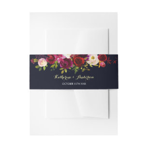 Bandeau De Faire-part Marine Blue Marsala Rustique Boho Floral Mariage