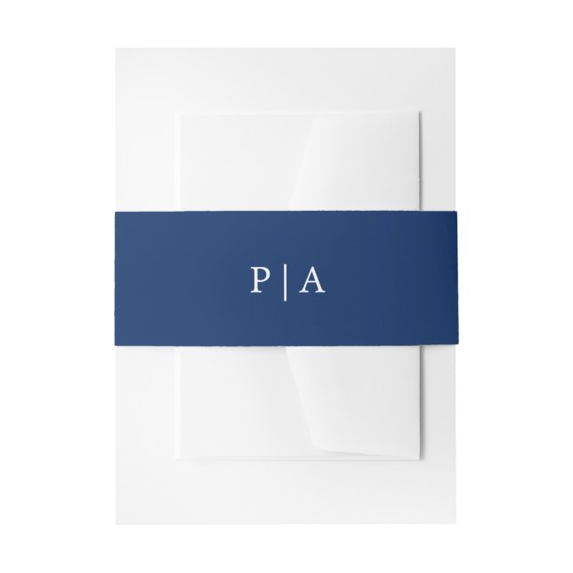 Bandeau De Faire-part Marine Blue Monogramme Simple Mariage (Devant example)