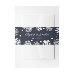 Bandeau De Faire-part Marine Blue Snowflakes Mariage d'hiver