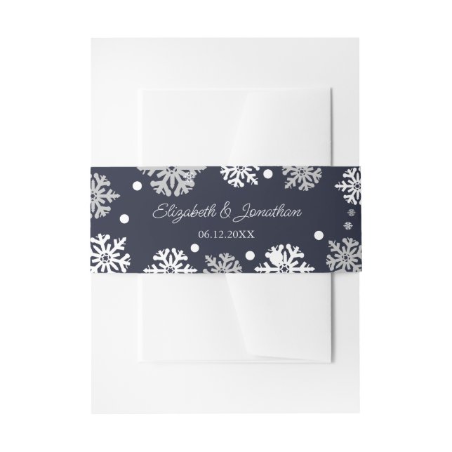 Bandeau De Faire-part Marine Blue Snowflakes Mariage d'hiver (Devant example)