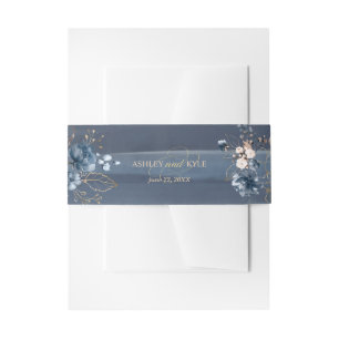 Bandeau De Faire-part Marine, Blush et or à Accent Floral
