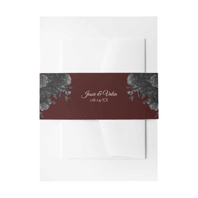 Bandeau De Faire-part Maroon Black Grey Rose Mariage gothique (Devant example)