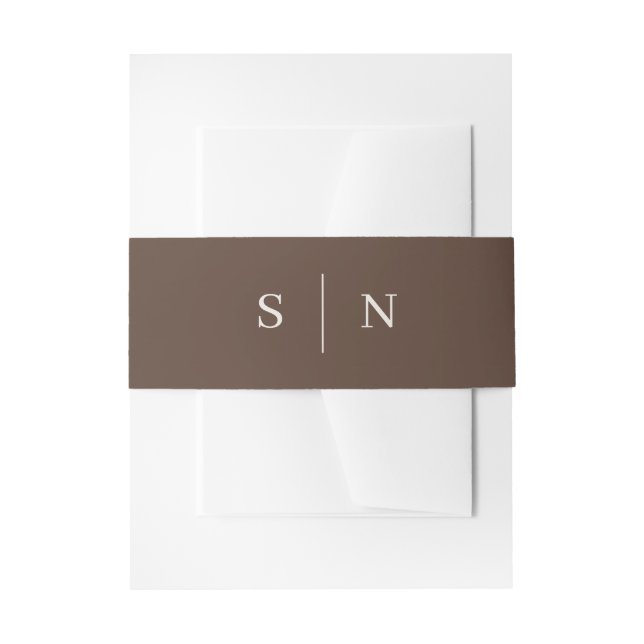 Bandeau De Faire-part Marron Minimaliste et Chic | Monogramme (Devant example)