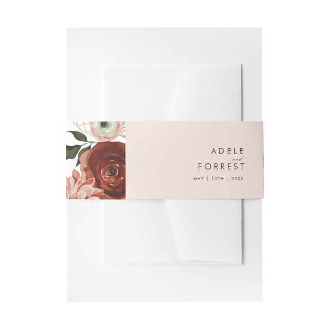 Bandeau De Faire-part Marsala Autumn Floral | Blush (Devant example)