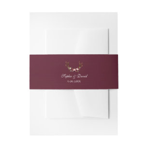 Bandeau De Faire-part Marsala de Bourgogne Floral Antlers Mariage