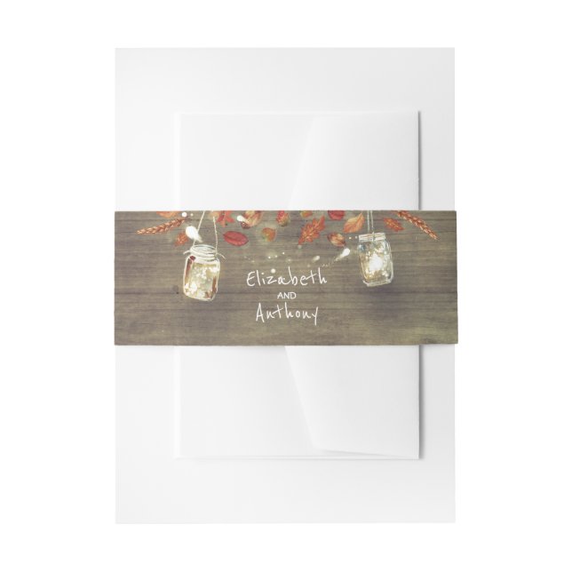 Bandeau De Faire-part Mason Jar illumine le Mariage de automne rustique (Devant example)
