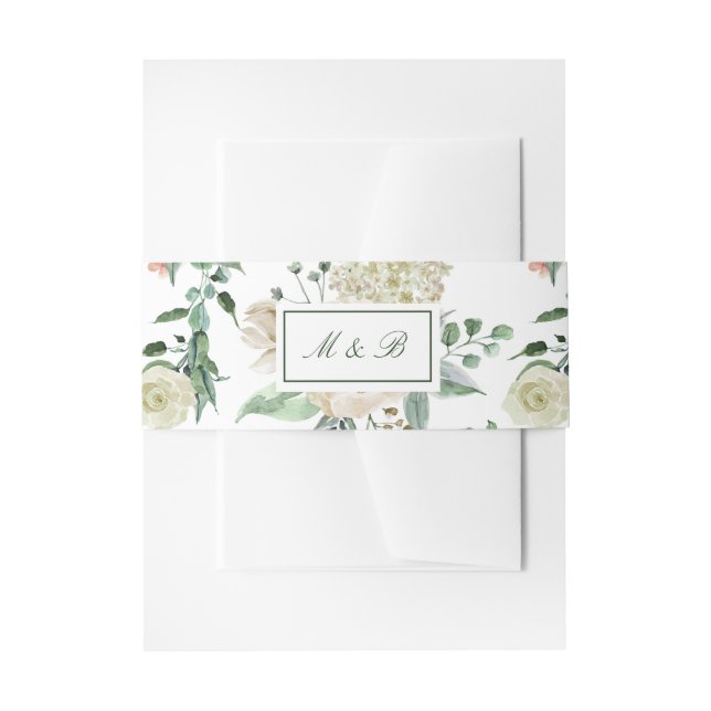 Bandeau De Faire-part Megan Elegant Green Roses Monogram Mariage (Devant example)