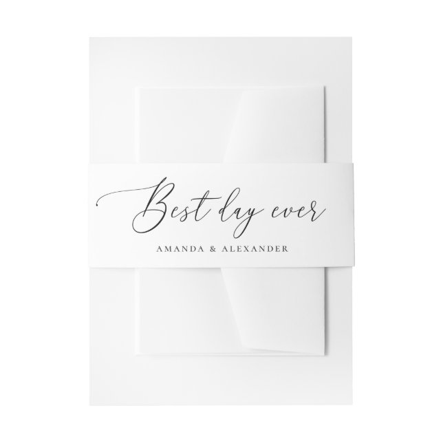Bandeau De Faire-part Meilleur jour jamais | Élégant Mariage de script c (Devant example)