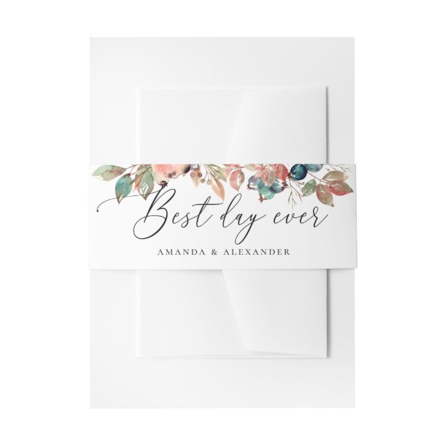 Bandeau De Faire-part Meilleure journée. Mariage de bleuets à fleurs aut (Devant example)