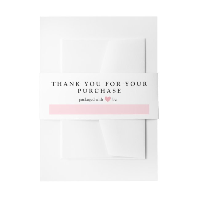 Bandeau De Faire-part Merci Coeur Rose Pour Commande Emballée Sur Invita (Devant example)