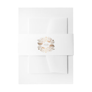 Bandeau De Faire-part Mercredi Floral Wreath Or et blanc Elégant mariage