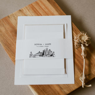 Bandeau De Faire-part Miami Skyline Belly Band, 2"x11.5"