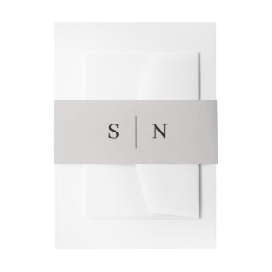Bandeau De Faire-part Minimal et chic Gris doux et Monogramme noir