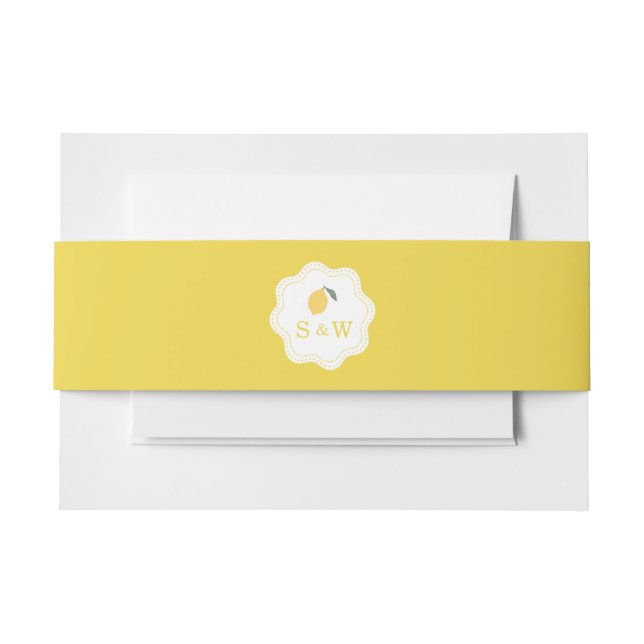 Bandeau De Faire-part Minimal Lemon Amalfi Coast Monogram Wedding (Devant Example)