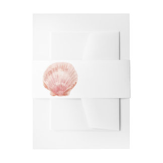 Bandeau De Faire-part Minimal Sea Shell Invitation Belly Band (Pink)