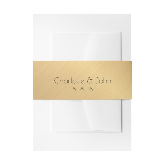 Bandeau De Faire-part Minimalisme Golden Foil Retourner les étiquettes d (Devant example)