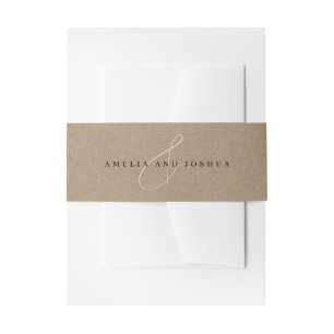 Bandeau De Faire-part Minimaliste Ampersand Noms Mariage Kraft Rustique