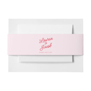 Bandeau De Faire-part minimaliste moderne rose et Mariage rouge