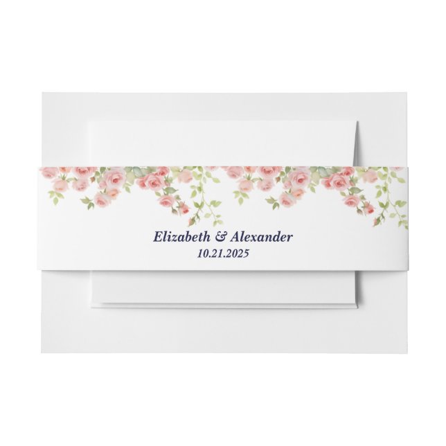 Bandeau De Faire-part Minimaliste Simple Joli rose vigne mariage floral (Devant Example)