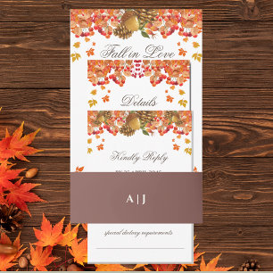 Bandeau De Faire-part Mocha Monogram Mariage d'automne