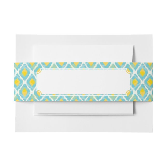Bandeau De Faire-part Mode jaune bleue d'ikat tribal moderne (Devant Example)