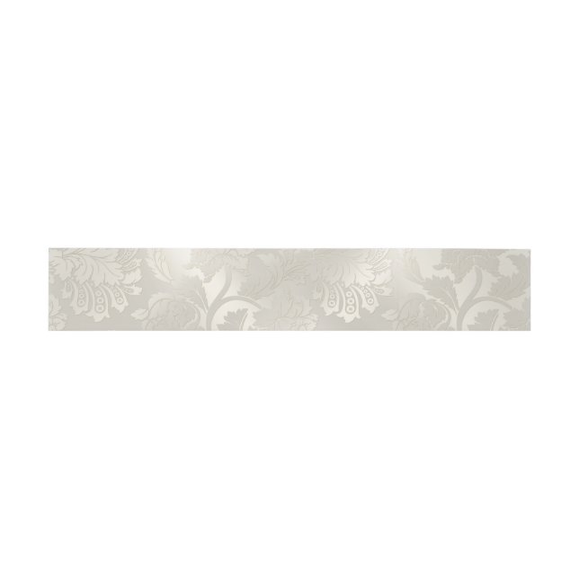 Bandeau De Faire-part Modèle Floral Argent Bellyband (Plat)