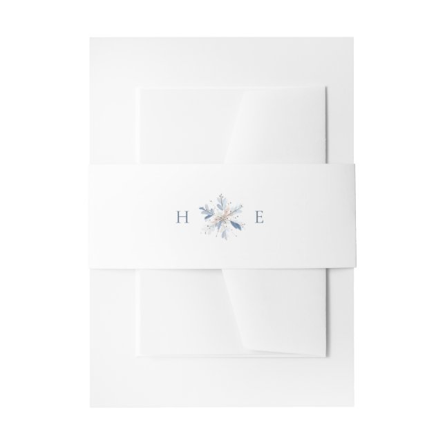 Bandeau De Faire-part Modern Blue Snowflake Monogram Wedding (Devant example)