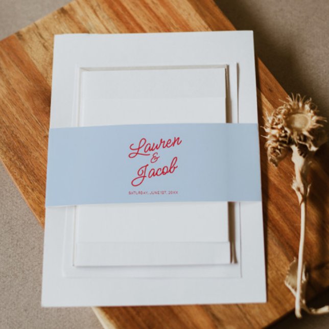 Bandeau De Faire-part Modern Minimal Minimalist Blue Red Wedding (Créateur téléchargé)