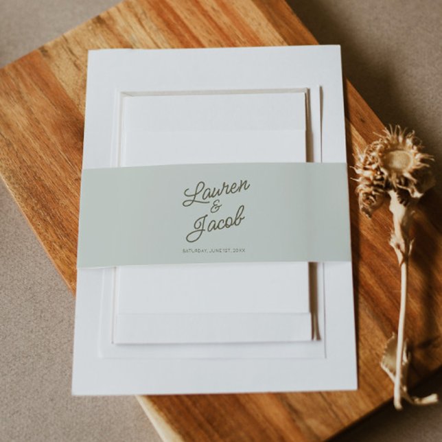 Bandeau De Faire-part Modern Minimal Minimalist Sage Green Wedding (Créateur téléchargé)