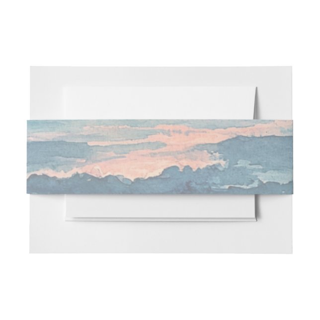 Bandeau De Faire-part Modern Ocean Sunset Watercolor Beach Wedding (Devant Example)