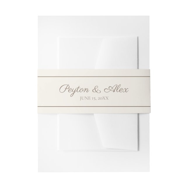 Bandeau De Faire-part Moderne Elegant Script Cream Brown Mariage (Devant example)