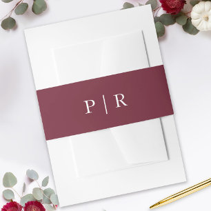 Bandeau De Faire-part Moderne Mariage Automnal Monogramme Bordeaux
