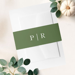Bandeau De Faire-part Moderne mariage d'automne vert avec monogramme